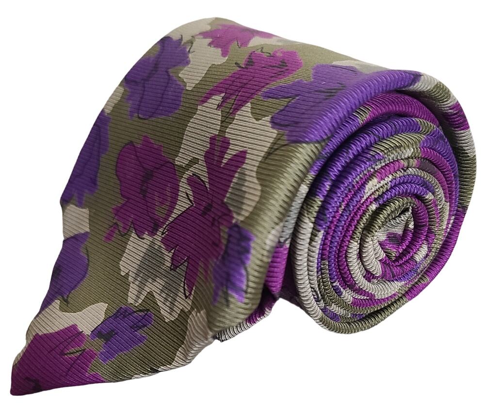 Saddlebred A New Breed Purple Botanical Floral Silk Necktie Made in USA 56x4